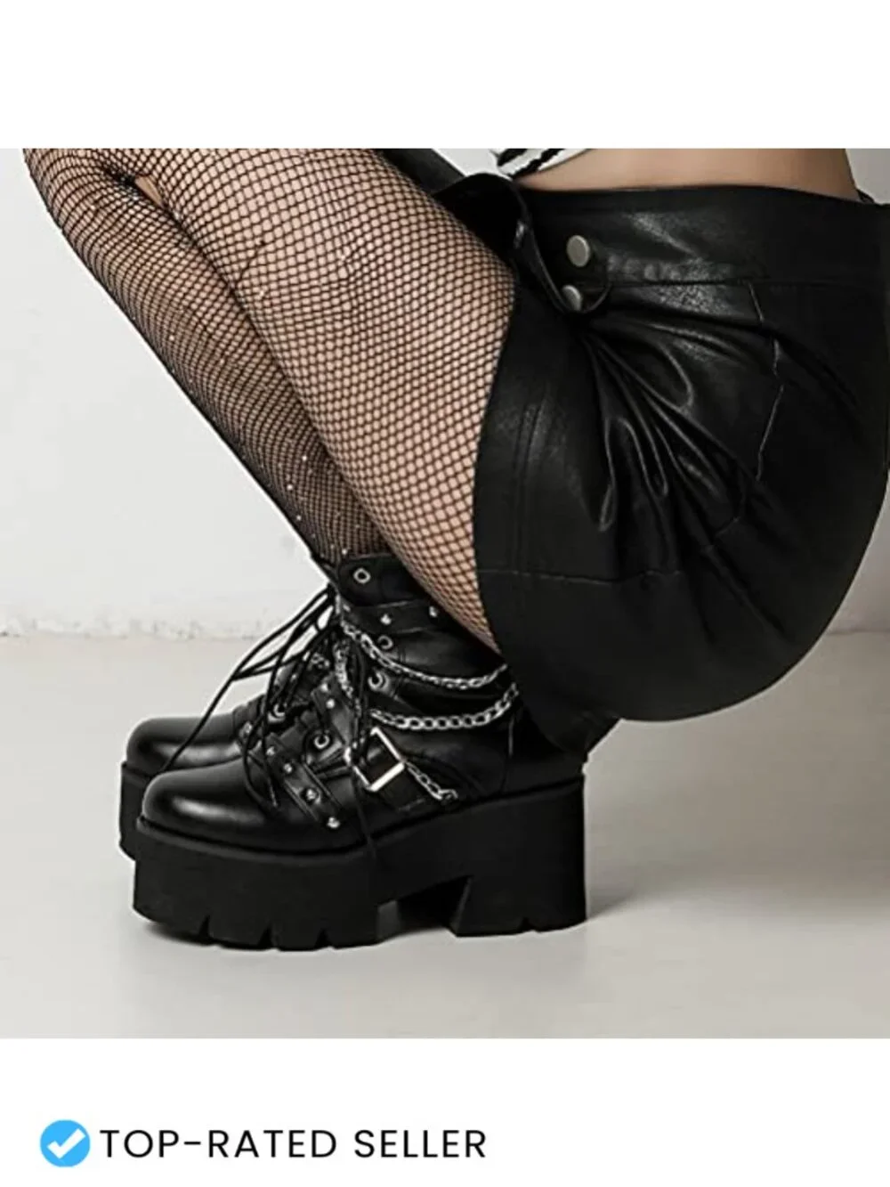 Goth Chunky Platform Ankle Boots Motorcycle Lace Up Block Heel